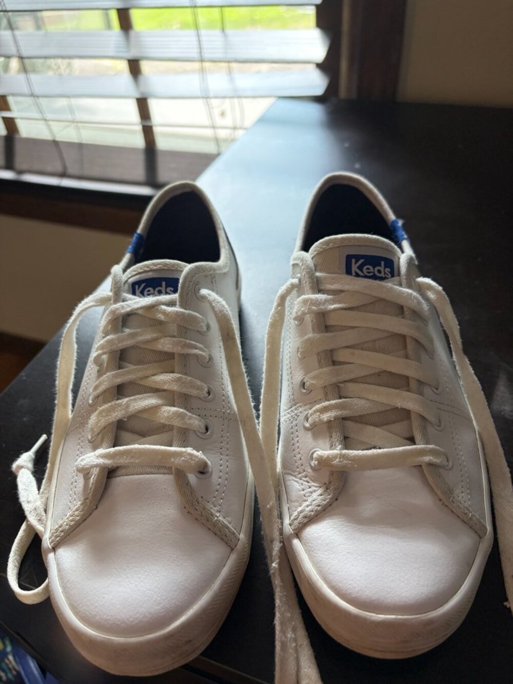 Keds Kickstart White Leather Lace-Up Sneakers Women’s Size 7.5